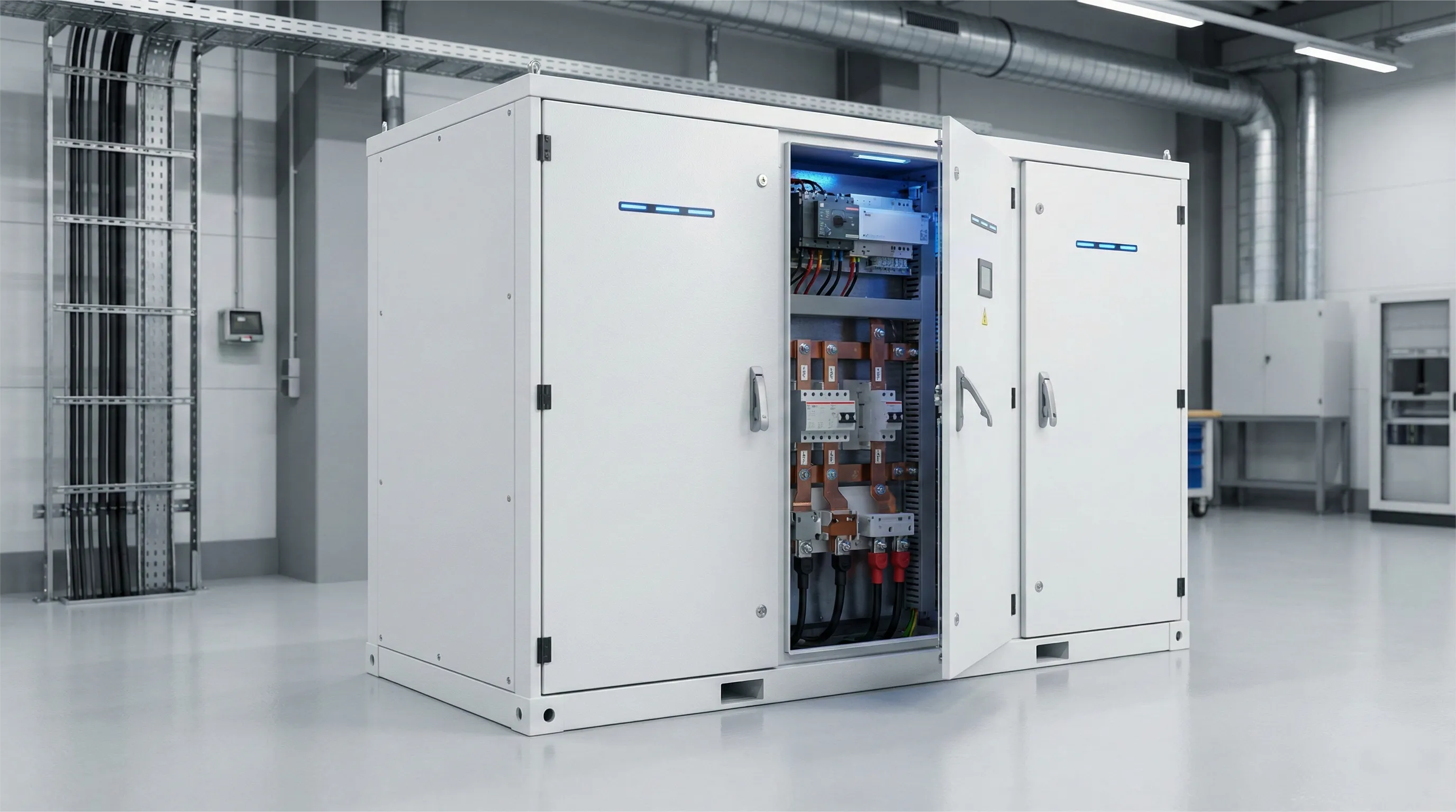 储能PCS方案设计专家 | 工商业与电网侧储能变流器ODM/OEM服务(图1) 英特丽储能PCS变流器机柜内部结构