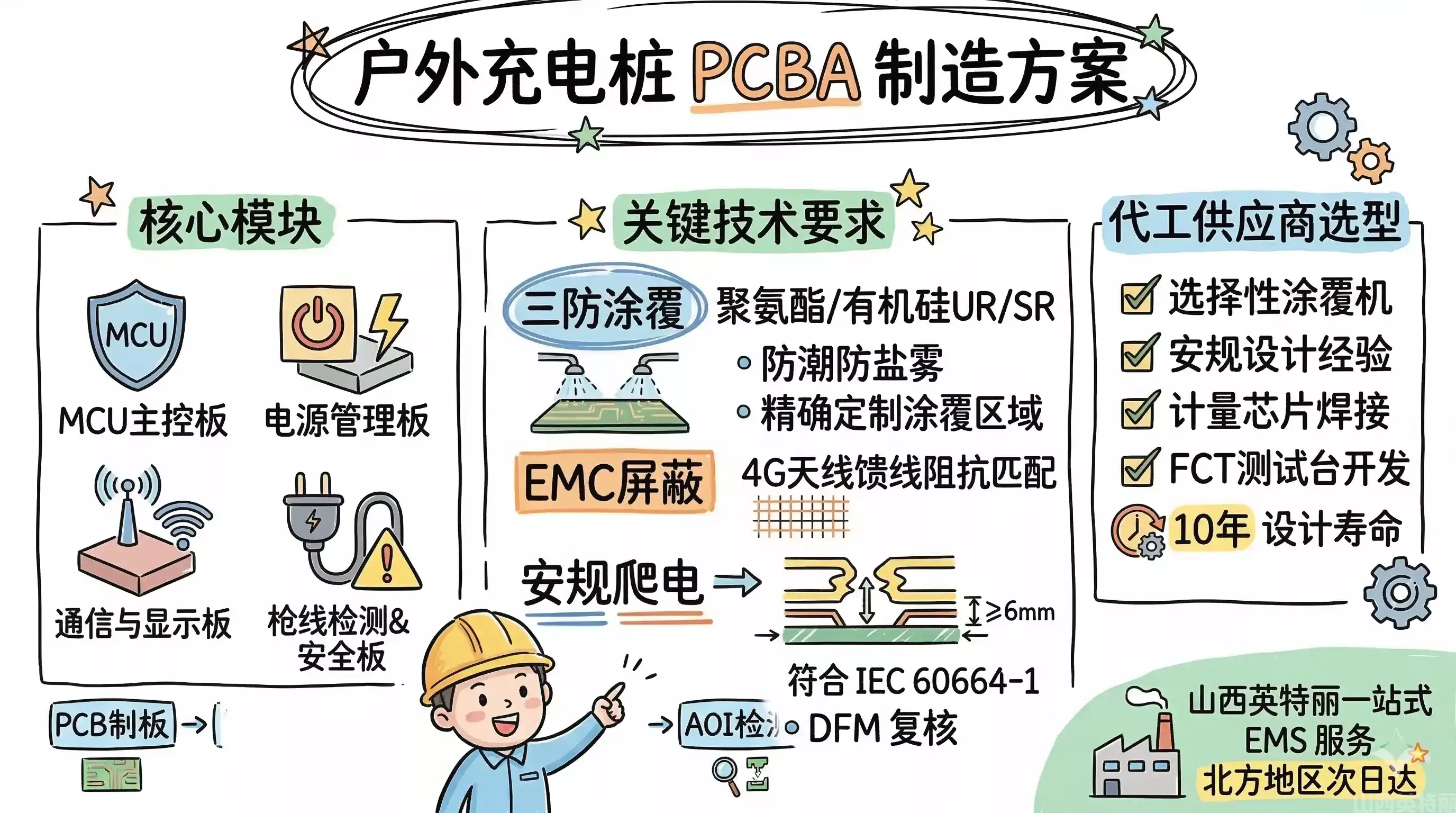 户外充电桩控制板PCBA代工：高防护等级电动车充电设备电路板制造方案