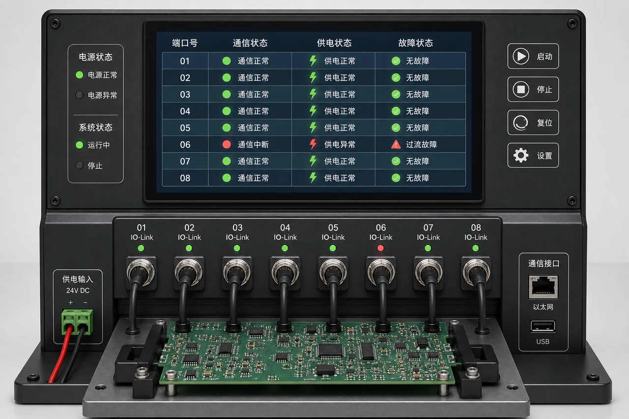 IO-Link主站网关PCBA代工_多端口工业通信板制造商-山西英特丽电子(图2) IO-Link Master多端口量产测试-逐口通信供电故障与协议映射