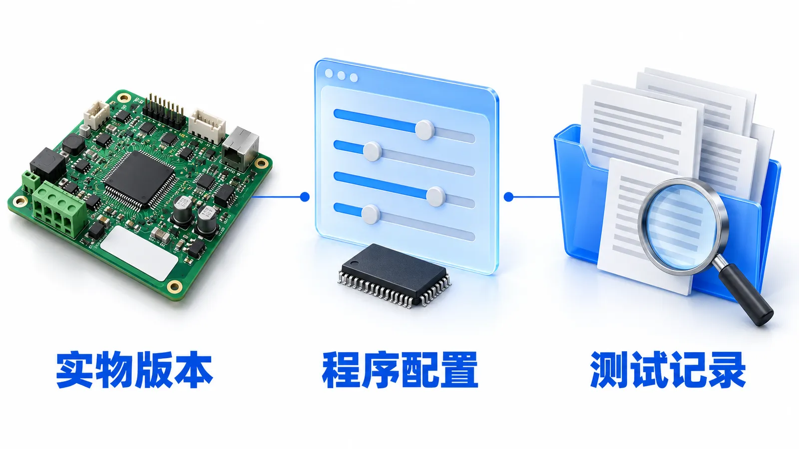 构网型PCS控制板转量产:板级测试与整机验证如何划分?(图2) 构网型PCS控制板实物版本、程序配置和测试记录对应关系示意