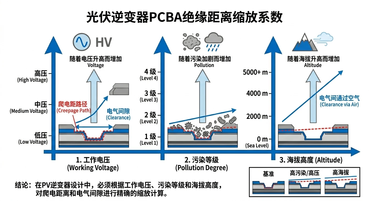 光伏逆变器PCBA高压隔离带布局示意图-高低压分区无铜隔离带与光耦变压器隔离器件过桥设计