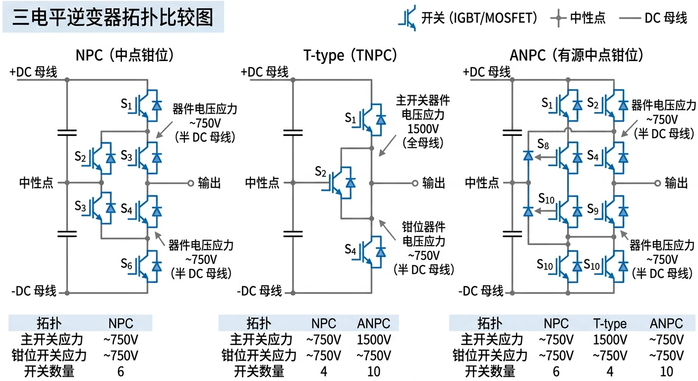 SiC-MOSFET与硅基IGBT损耗对比条形图-储能PCS功率板开关损耗导通损耗与整机效率差异区间